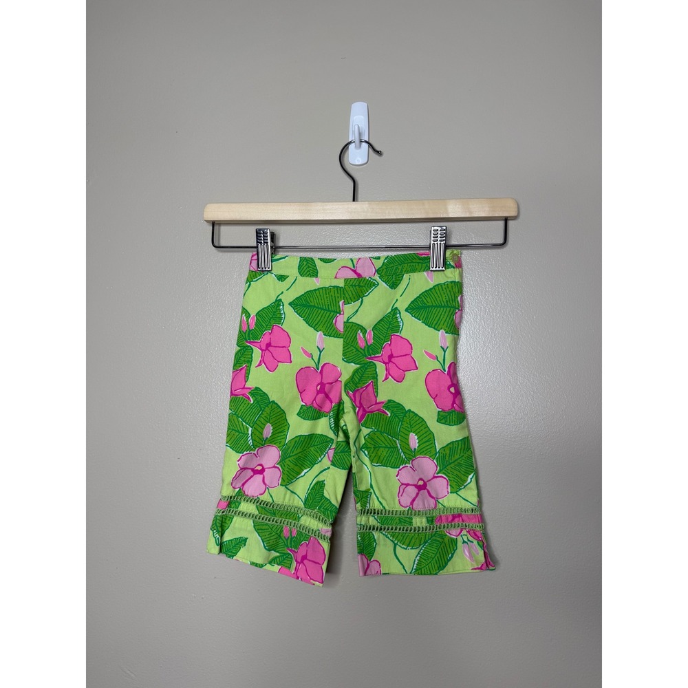 Lilly Pulitzer Floral Pants Girls Size 3T Green Pink Excellent Condition